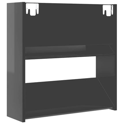 Väggmonterat skoställ 2 st grå högglans 60x18x60 cm konstr trä