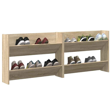 Väggmonterat skoställ 2 st sonoma-ek 80x18x60cm konstruerat trä