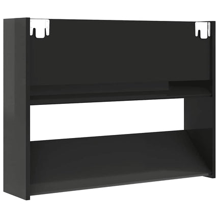 Väggmonterat skoställ svart högglans 80x18x60cm konstruerat trä