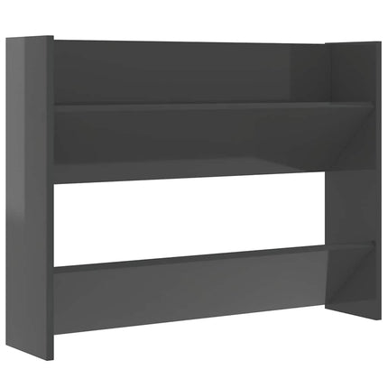 Väggmonterat skoställ grå högglans 80x18x60 cm konstruerat trä