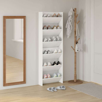 Väggmonterat skoställ 2 st vit 60x18x90 cm konstruerat trä