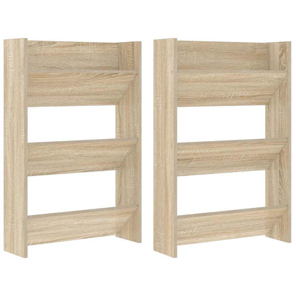 Väggmonterat skoställ 2 st sonoma-ek 60x18x90cm konstruerat trä