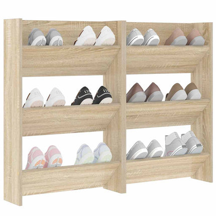 Väggmonterat skoställ 2 st sonoma-ek 60x18x90cm konstruerat trä