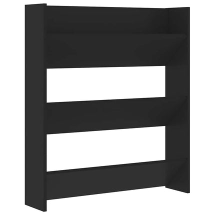 Väggmonterat skoställ svart 80x18x90 cm konstruerat trä