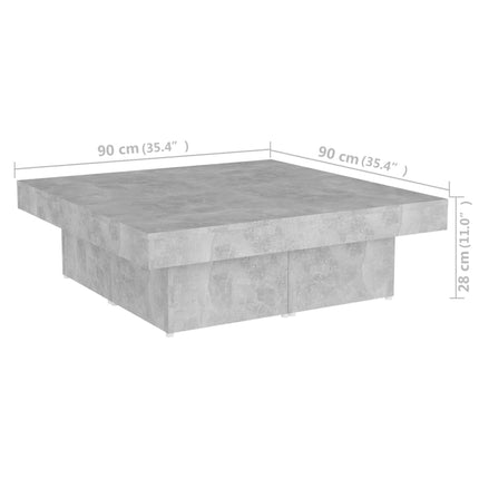Soffbord betonggrå 90x90x28 cm konstruerat trä