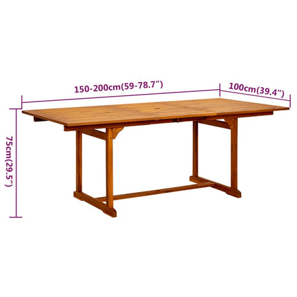 Matgrupp för trädgården 5 delar massivt akaciaträ 150-200 cm