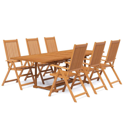 Matgrupp för trädgården 7 delar massivt akaciaträ 160-240 cm