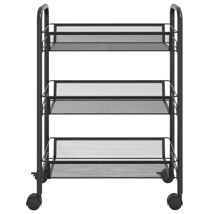 Rullvagn 3 våningar svart 46x26x64 cm järn