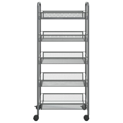 Rullvagn 5 våningar grå 46x26x105 cm järn