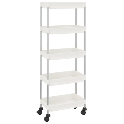 Rullvagn 5 våningar vit 42x29x128 cm järn och ABS