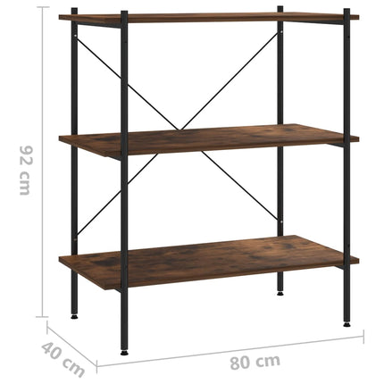 Hyllenhet med 3 hyllplan svart och naturfärg 80x40x92 cm