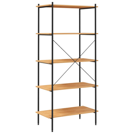 Hyllenhet med 5 hyllplan svart och ek 80x40x163 cm