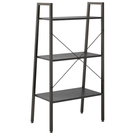 Stående hylla med 3 hyllplan svart 56x35x108 cm