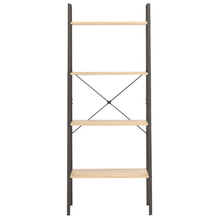 Stående hylla med 4 hyllplan ljusbrun och svart 56x35x140 cm