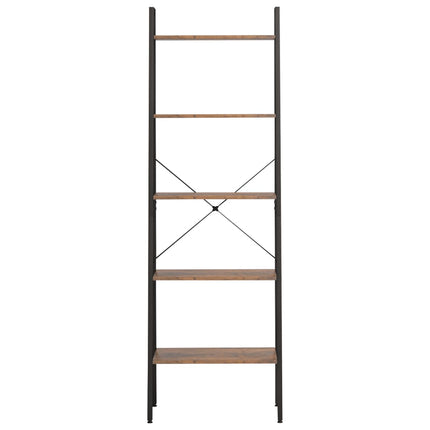 Hylla 5 plan mörkbrun och svart 56x35x174 cm