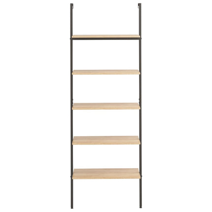 Hylla 5 hyllplan ljusbrun och svart 64x35x185 cm