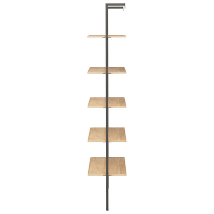 Hylla 5 hyllplan ljusbrun och svart 64x35x185 cm