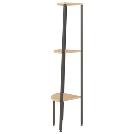 Hörnhylla 3 hyllplan ljusbrun och svart 45,5x31,5x120 cm