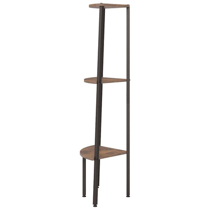 Hörnhylla 3 hyllplan mörkbrun och svart 45,5x31,5x120 cm
