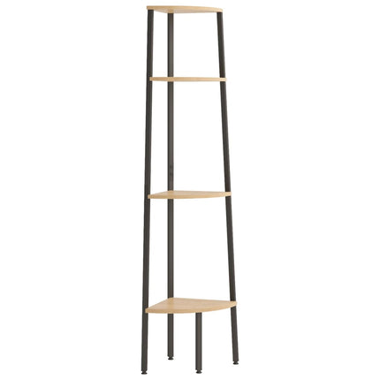 Hörnhylla med 4 våningar ljusbrun och svart 45,5x31,5x150 cm