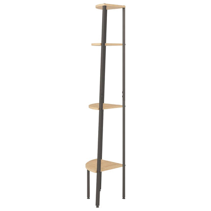 Hörnhylla med 4 våningar ljusbrun och svart 45,5x31,5x150 cm
