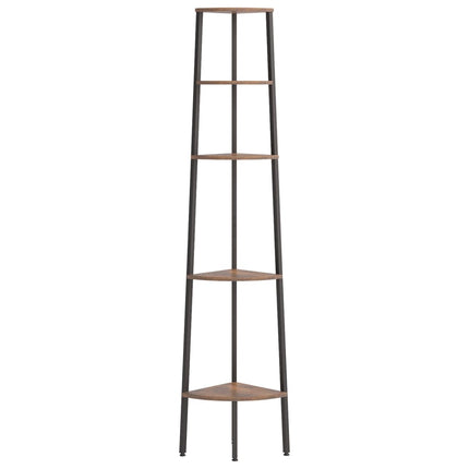 Hörnhylla 5 hyllplan mörkbrun och svart 45,5x31,5x180 cm
