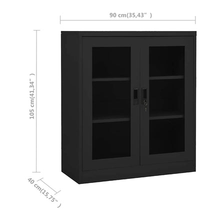 Dokumentskåp antracit 90x40x105 cm stål