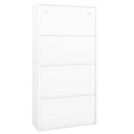 Dokumentskåp vit 90x40x180 cm stål och härdat glas