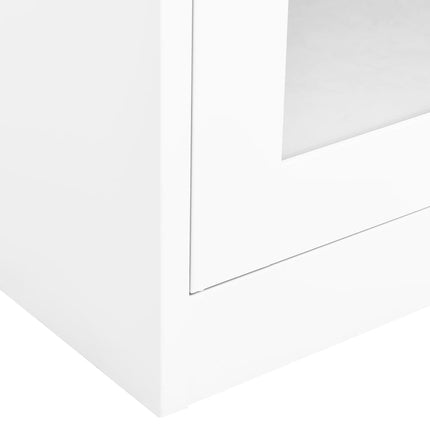 Dokumentskåp vit 90x40x180 cm stål och härdat glas