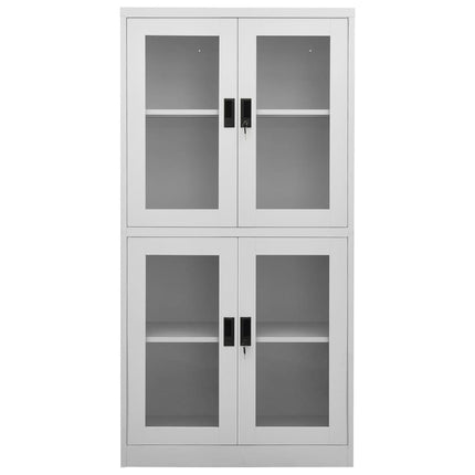 Dokumentskåp ljusgrå 90x40x180 cm stål och härdat glas