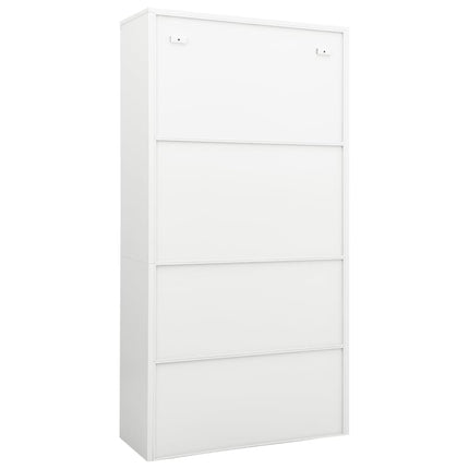 Dokumentskåp vit 90x40x180 cm stål