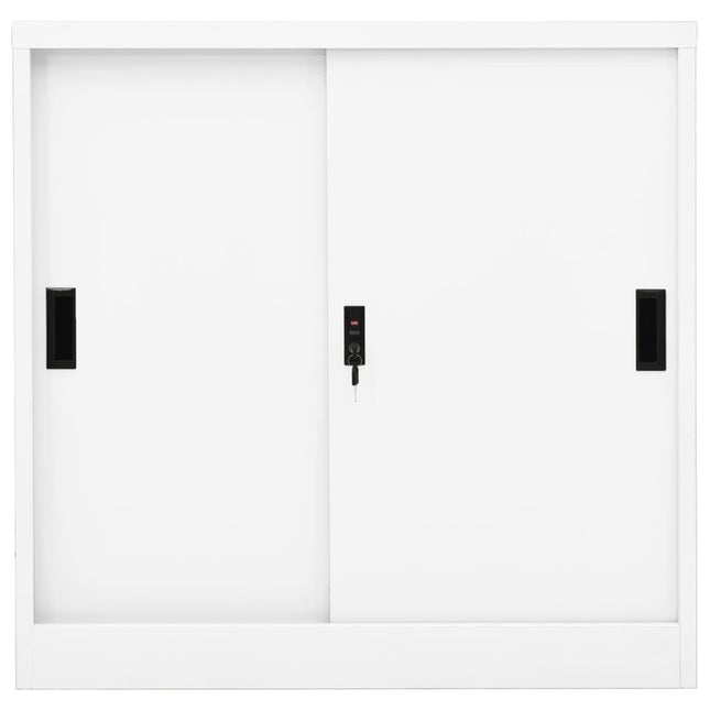 Dokumentskåp med skjutdörr vit 90x40x90 cm stål