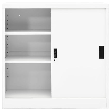 Dokumentskåp med skjutdörr vit 90x40x90 cm stål