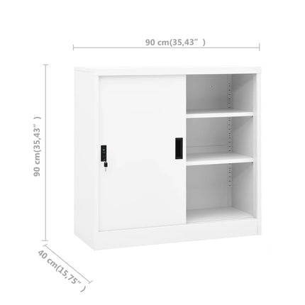 Dokumentskåp med skjutdörr vit 90x40x90 cm stål