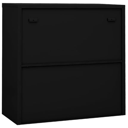 Dokumentskåp med skjutdörr svart 90x40x90 cm stål