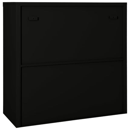 Dokumentskåp med skjutdörr svart 90x40x90 cm stål