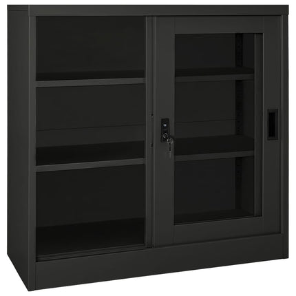 Dokumentskåp med skjutdörr antracit 90x40x90 cm stål