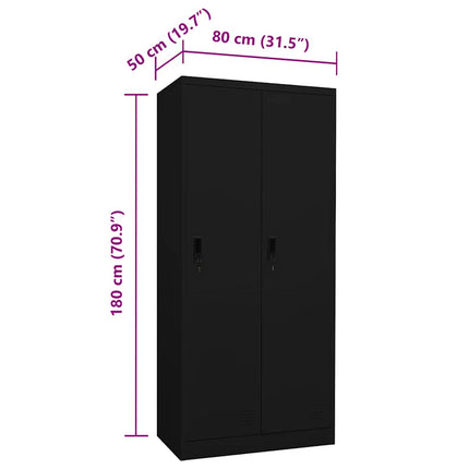 Garderob svart 80x50x180 cm stål