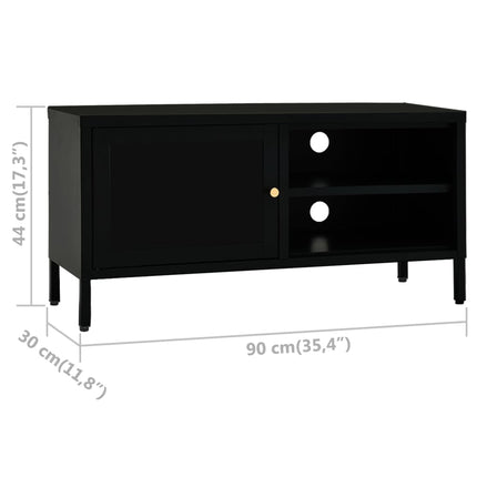 TV-bänk svart 90x30x44 cm stål och glas