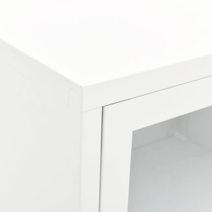 TV-bänk vit 90x30x44 cm stål och glas