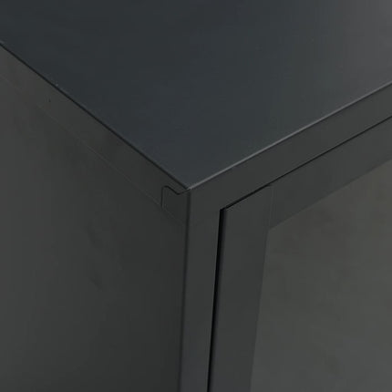 TV-bänk svart 105x35x52 cm stål och glas