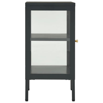 Skänk antracit 38x35x70 cm stål och glas