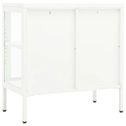 Skänk vit 70x35x70 cm stål och glas