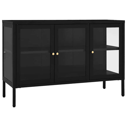 Skänk svart 105x35x70 cm stål och glas