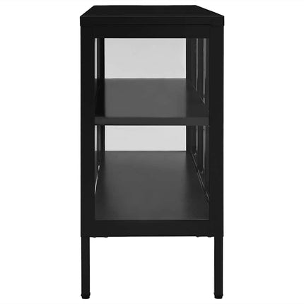 Skänk svart 105x35x70 cm stål och glas