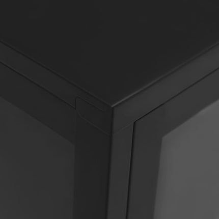 Skänk svart 105x35x70 cm stål och glas