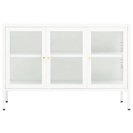 Skänk vit 105x35x70 cm stål och glas