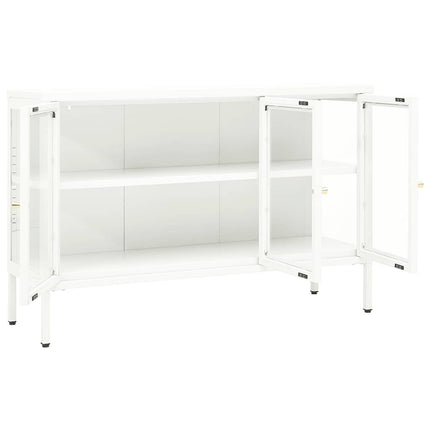Skänk vit 105x35x70 cm stål och glas