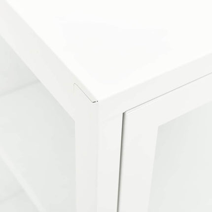 Skänk vit 105x35x70 cm stål och glas