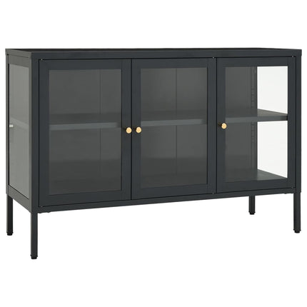 Skänk antracit 105x35x70 cm stål och glas